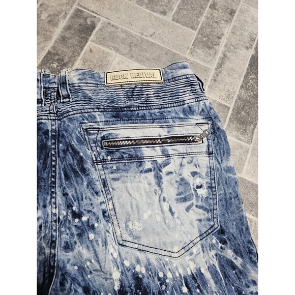 New Rock Revival Jeans "Ean" Light Washed Denim Men's Size 40x32 Distressed - Picture 13 of 16